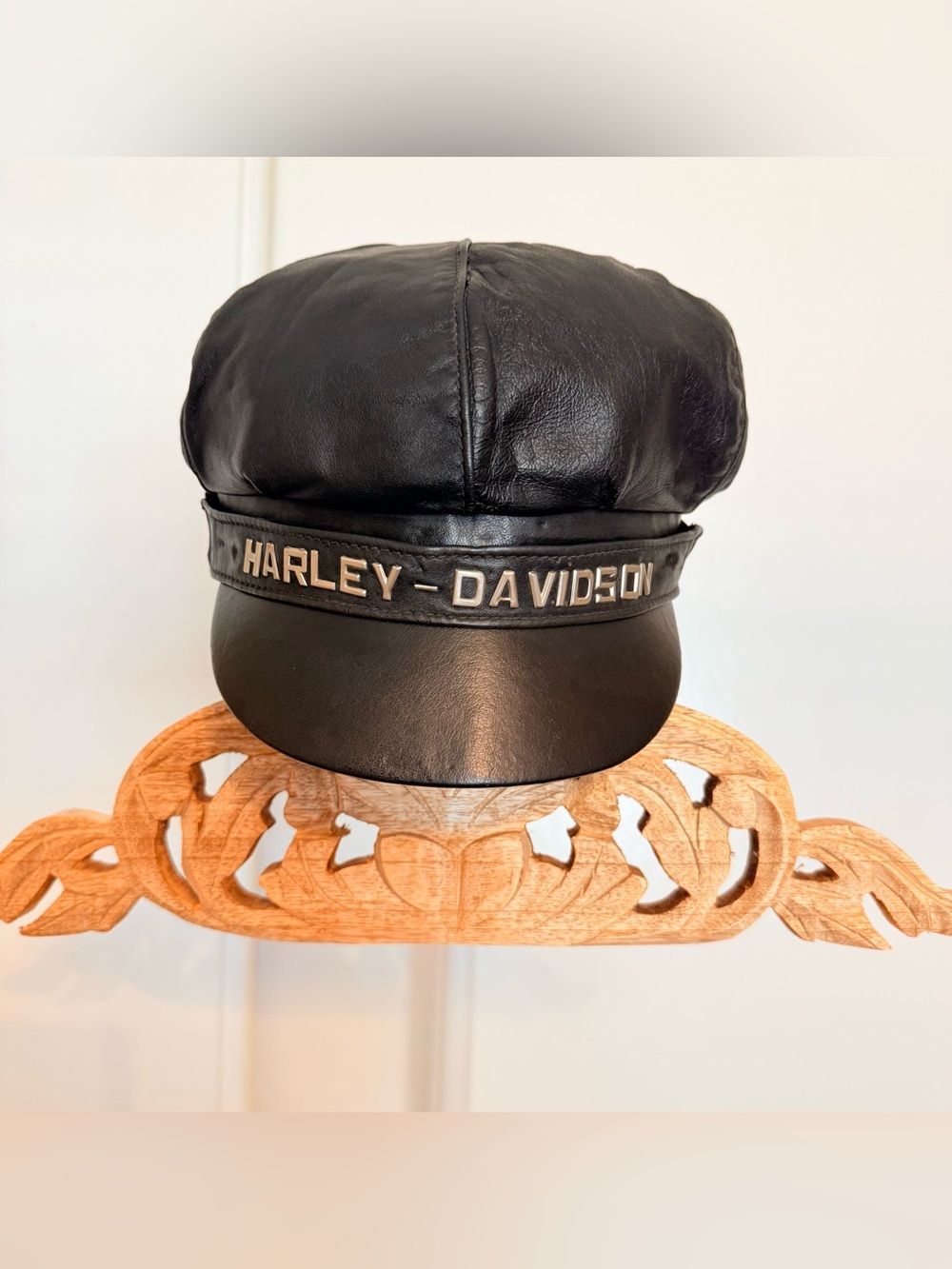 Vintage Harley-Davidson Leather Biker Captain / Newsboy Hat